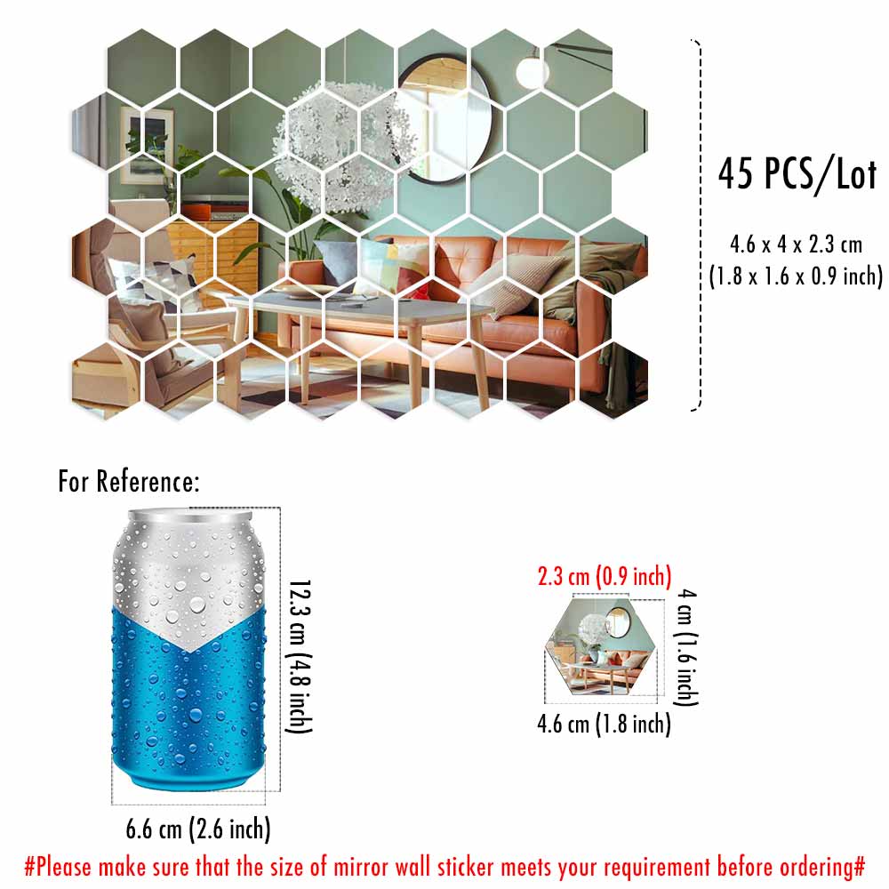 MCDFL-pegatinas de pared de espejo acrílico hexagonal, azulejos decorativos, autoadhesivos, estéticos, decoración coreana para el hogar, Panel de maquillaje de ducha: 86 x 86 cm / Bronce