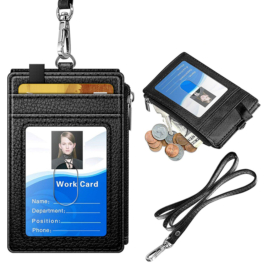 RFID décennie king Bus Pass Case Cover, Neck Lanyard, ID Card Case, Credit Card Holder, Employé ID Cover, Name Danemark ge Holder: Black