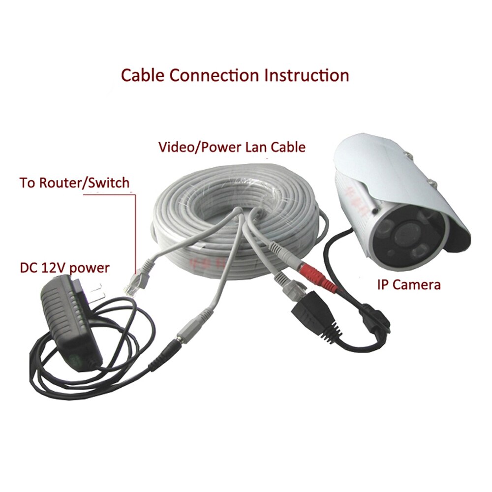 10m/33ft cctv nettverk lan kabel  rj45 w dc 12v strøm 2.1 x 5.5mm katt 5/5e utvide ethernet kabel til cctv ip kamera nvr