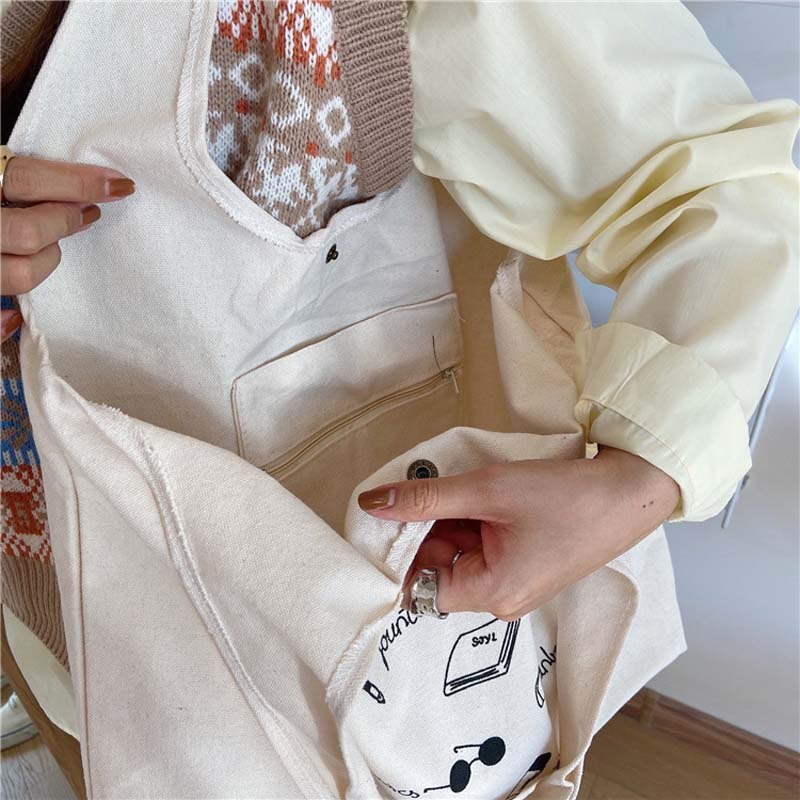 Sac de Shopping en toile solide réutilisable pour femmes, fourre-tout supplémentaire, sac d'épicerie , sac à bandoulière pour filles