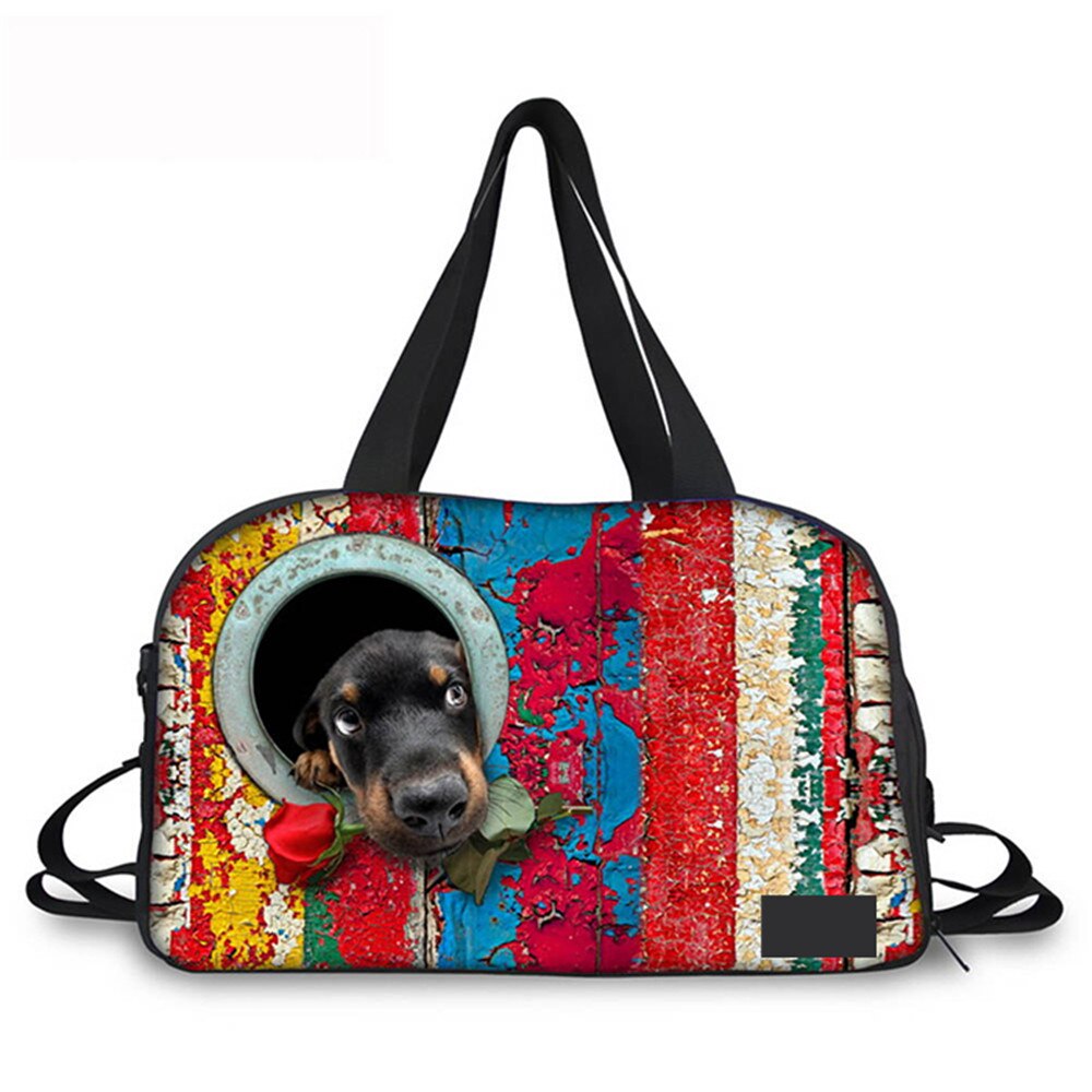 Diseños extravagantes 3D para perros con patrón de rosas impresas, bolsa de viaje de gran capacidad, informal, para equipaje de mano, de viaje, fin de semana: C0173T