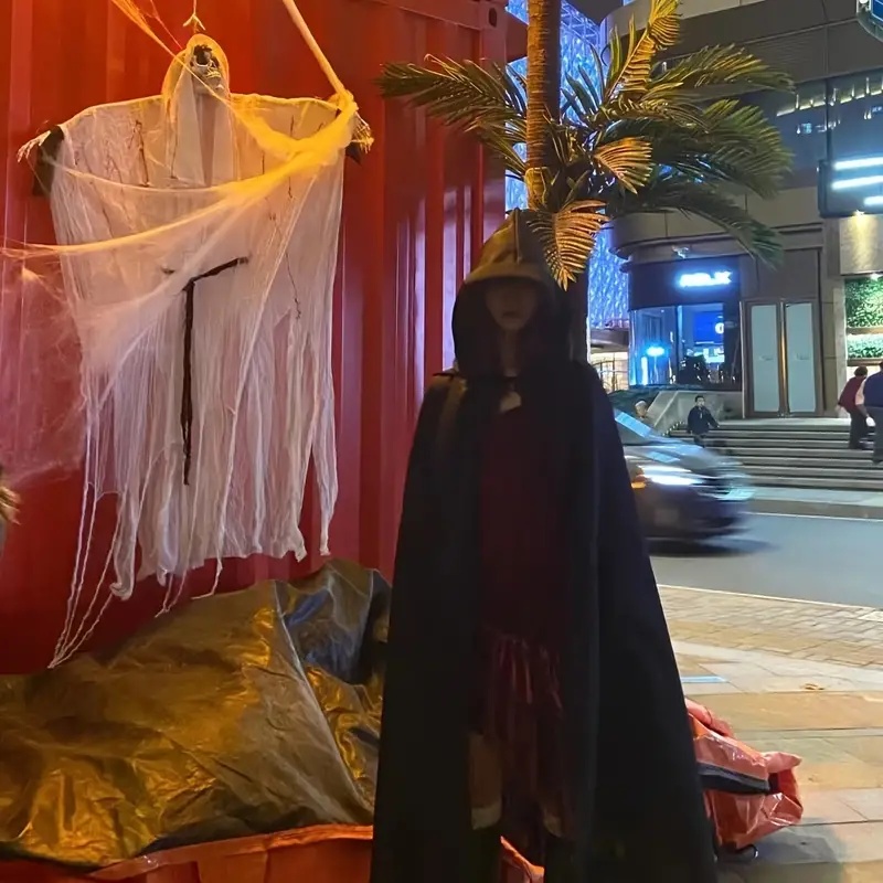 Maskerad-Umhang, weich, Unisex, mit Kapuze, schwarze Robe, Hexe, langer Umhang, Cosplay-Kostüm, Requisite, Party-Performance-Zubehör, Urlaubsdekoration