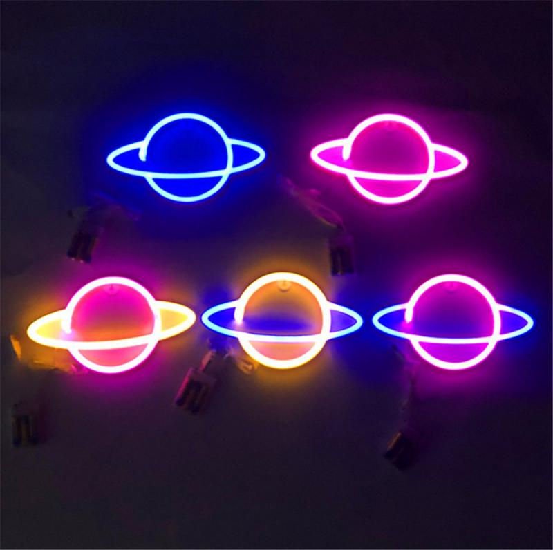 Luz de neón creativa con forma de Planeta, señal de Led neón USB/batería para dormitorio, en casa, decoración de boda, , lámpara de noche