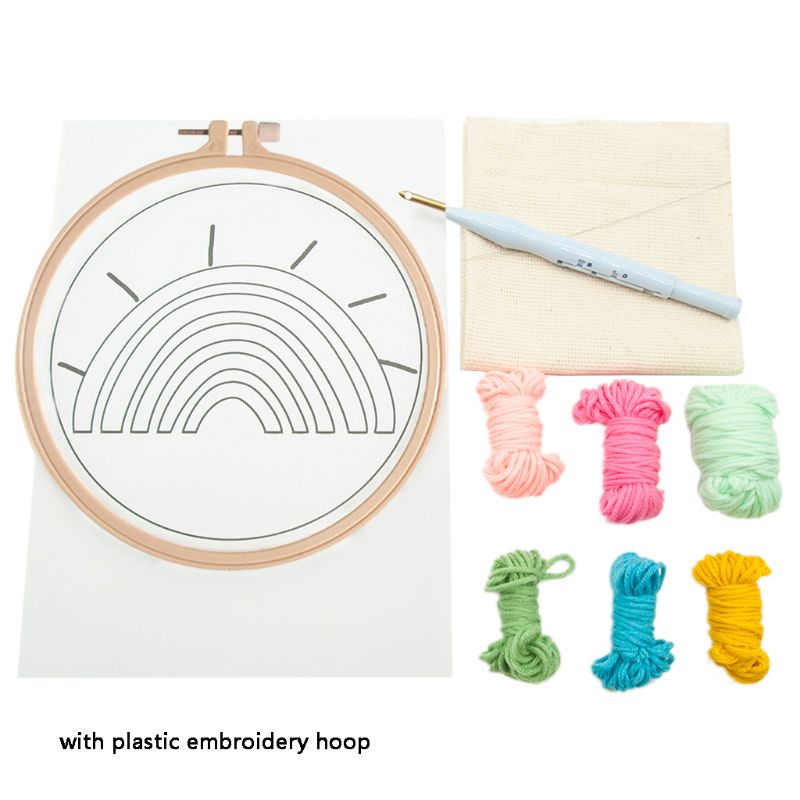 DIY Unfinished Embroidery Poked Kit Fruit Animal Punch Needle Cross Stitch Bag: G