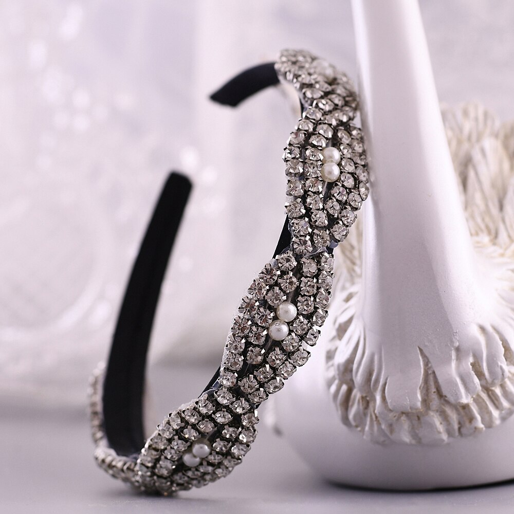 Topqueen bruiloft barokke hoofdband met strass steentjes bruidstiara hoofddeksels zilveren hoofdband met strass steentjes bruiloft haarsieraden  s293- fg