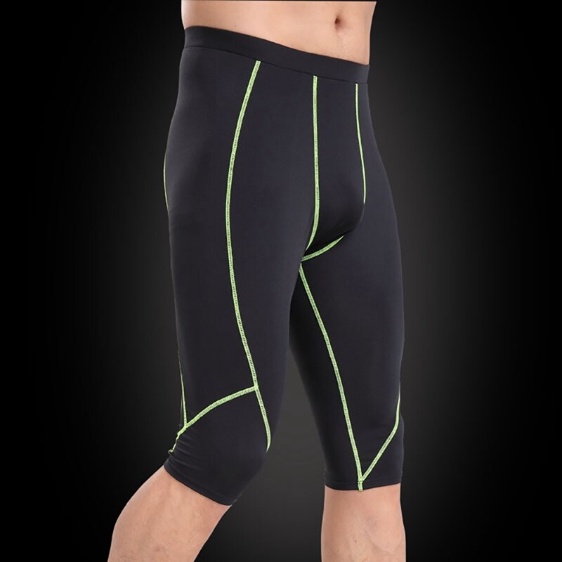 Männer kurze Hose Anti Schweiß Elastische Atmungsaktive Polyester Spandex Sport Strumpfhosen Kurze Hosen: Grün / M