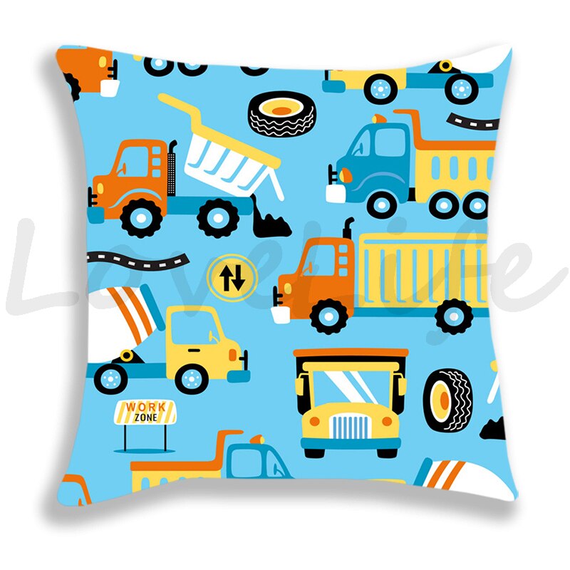 Brandweerwagen/Auto/Graafmachine/Ambulance Print Kussensloop Bank/Slaapkamer Kussenhoes 45*45Cm kussensloop Home Decor Kussensloop Jongens: 4