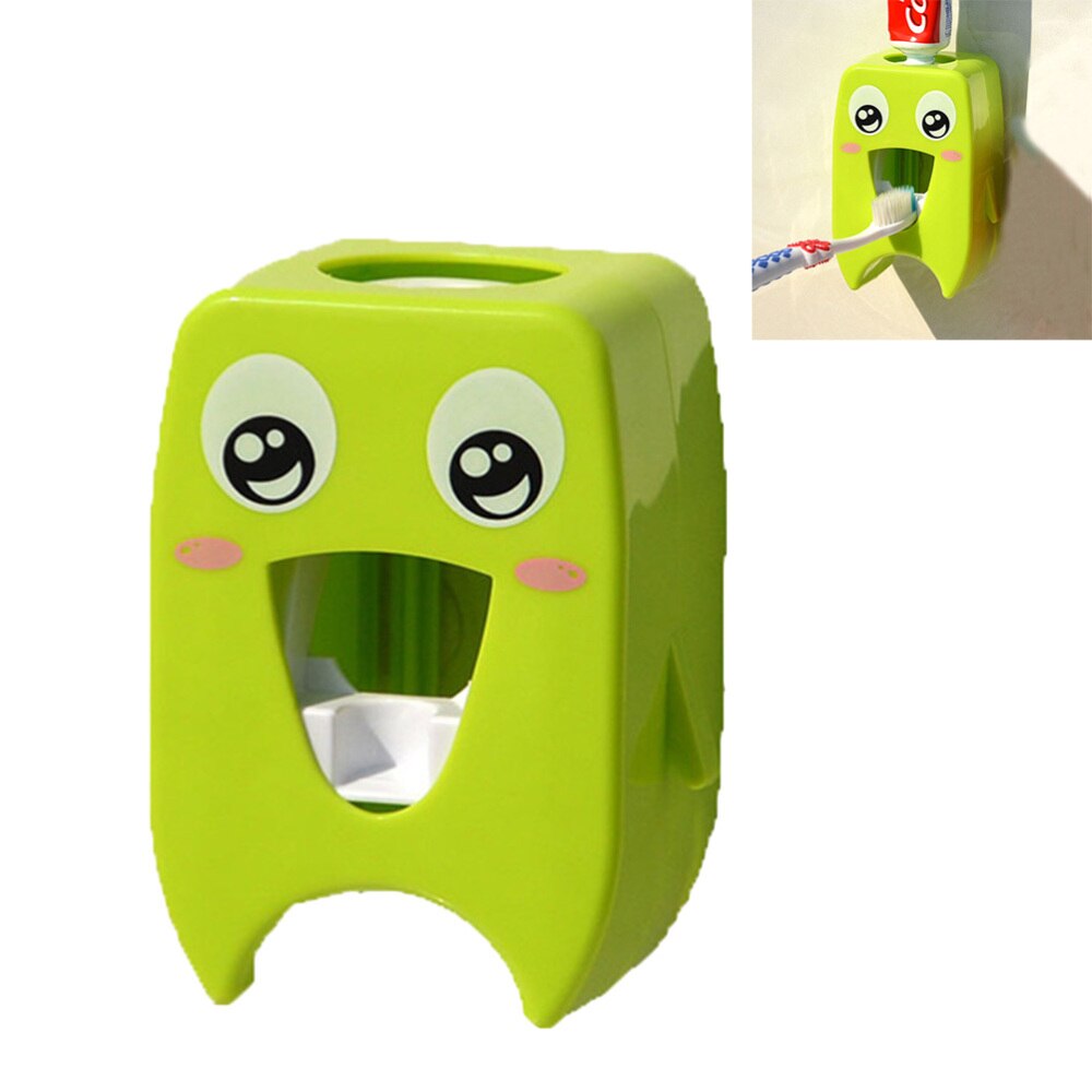 Wandmontage Automatische Tandpasta Dispenser Cartoon Handen Gratis Tandpasta Squeezer (Groene Elf Patroon)