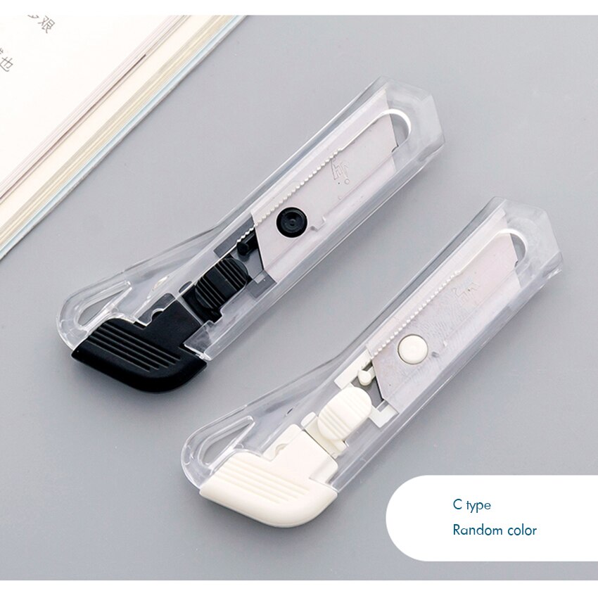 Mini couteau utilitaire rétractable coupe-boîte ouvre-lettre avec lame à pression et verrous coulissants, coupe-papier peint fait à la main: C