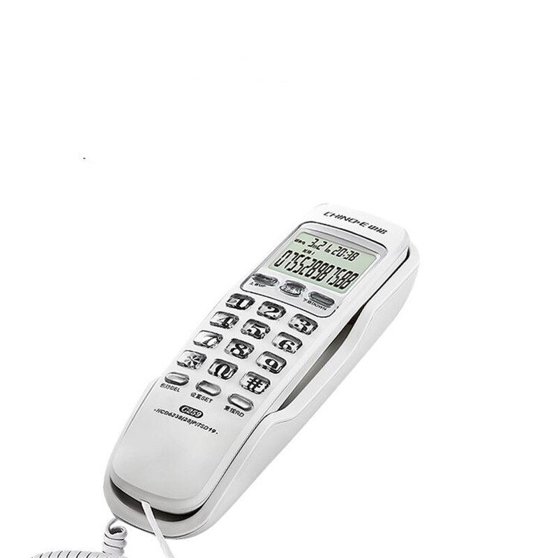 Wall Mounted Wired Corded Telephone Desktop Phone Office Landline phone Home Fixed Telephone Caller ID: white