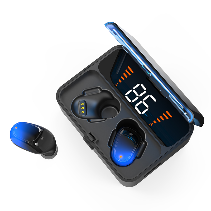 CBAOOO ES01 TWS Bluetooth écouteur V5.0 tactile sans fil écouteurs 9D stéréo Sport étanche casque mains libres affichage de alimentation LED: Bleu