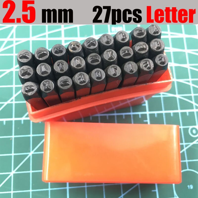 Outil d'estampage en métal en acier noir numéro arabe outil de poinçon de presse lettres anglaises estampes sculptées LOGO en cuir joints en métal fournitures: 2.5mm Letter