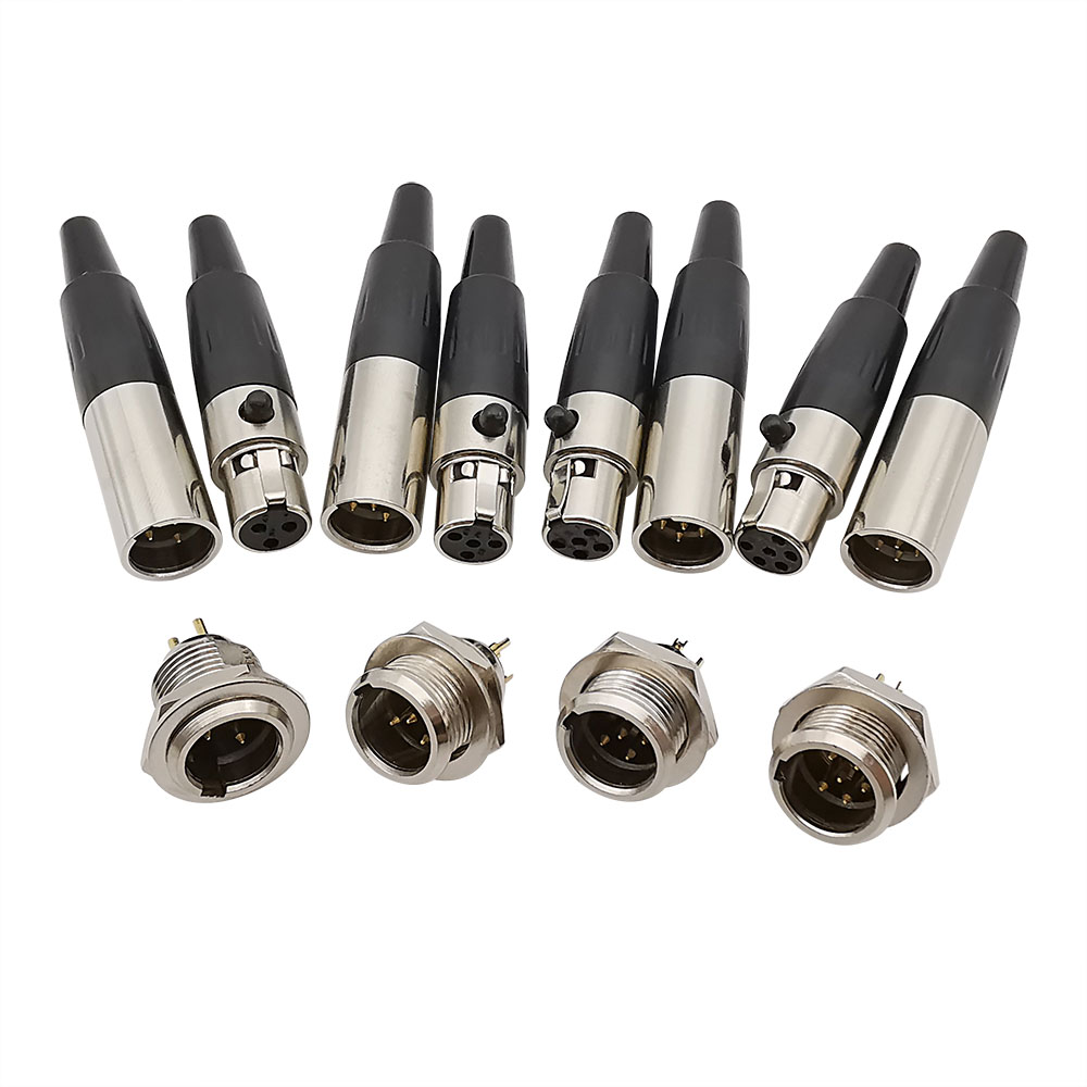 Mini XLR 3 pines 4 pines 5 pines 6 pines enchufe hembra macho micrófono conector de Audio Cable adaptador de micrófono de soldadura
