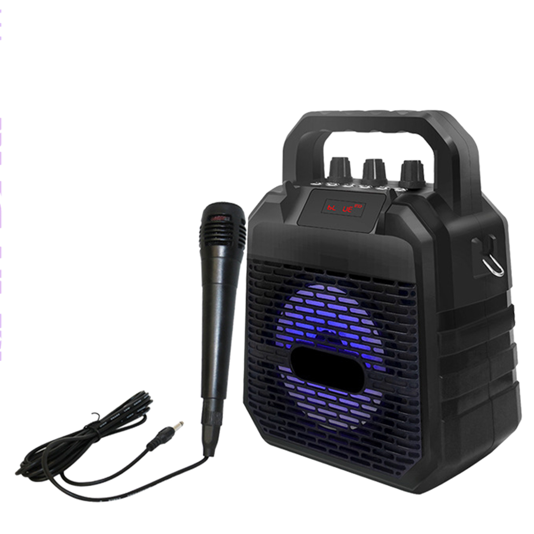Lasten kannettava bluetooth kaiutin langaton kaiutin mini karaoke kone karaokesoittimet puhelimen pidikkeellä - musta