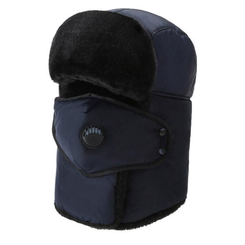 Warm Cap Winter Men Original Winter Hats For Women Unisex Warm Thcken Waterproof Hood Hat Ear Cap: Blue