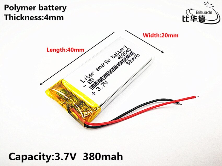 10x Lithium Polymer Battery 3.7V 380mAh 402040 Rechargeable for Power Bank, GPS, MP3/MP4