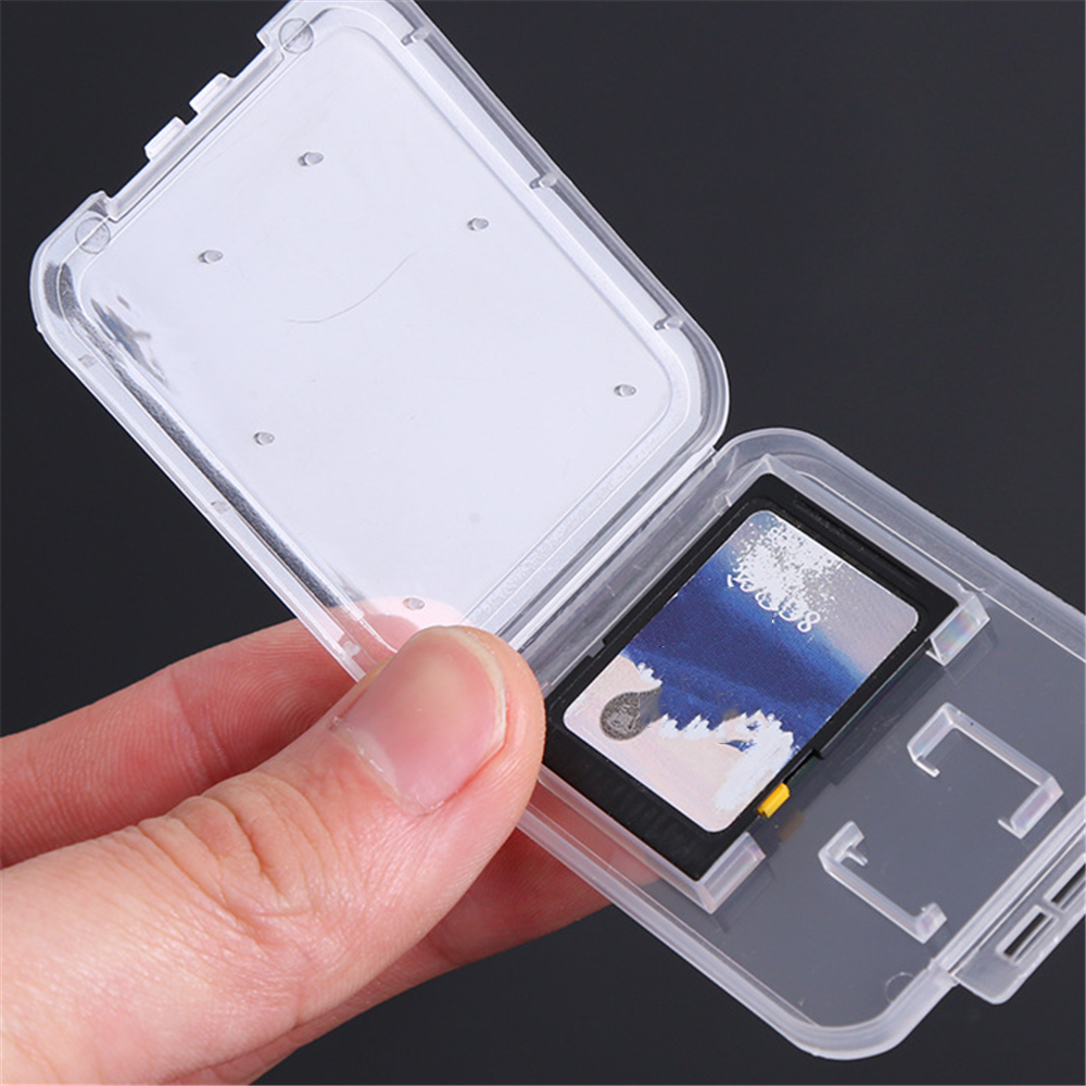 10 Uds. Caja de soporte de plástico transparente estándar para tarjeta SD caja de soporte para almacenamiento caja de tarjeta de memoria transparente material de escritorio escolar de oficina