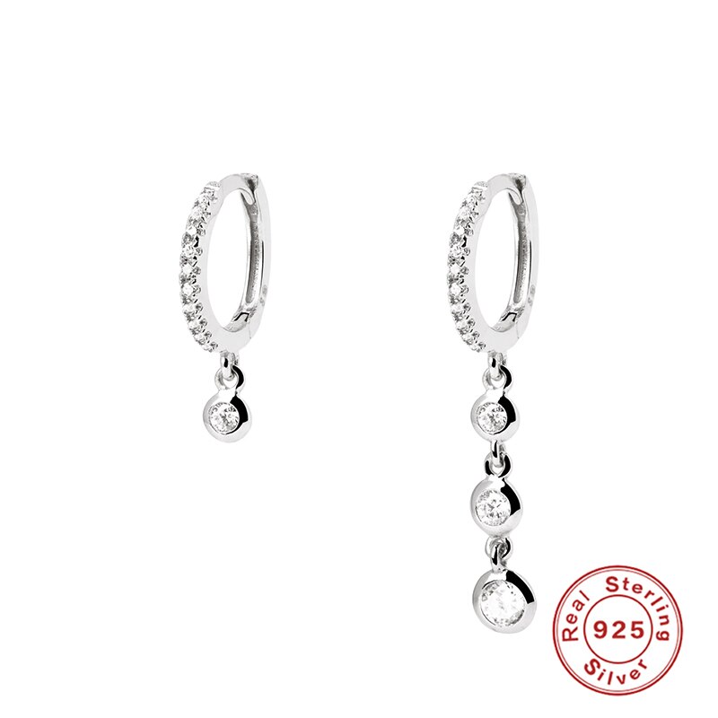 ROXI Elegante Unregelmäßigen Runde Zirkon Anhänger Stein Hoop Ohrringe für Frauen Mädchen 925 Sterling Silber Schmuck Hochzeit Ohrringe