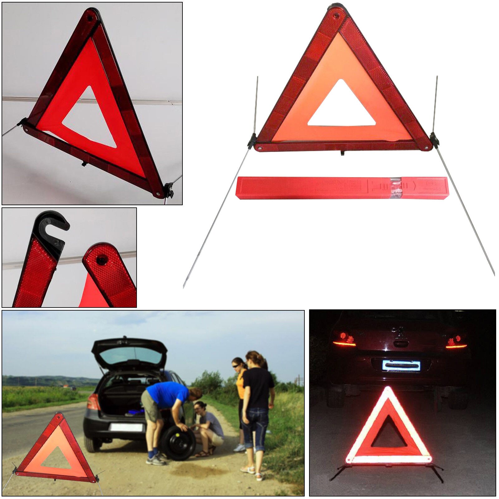 Car Emergency Warning Triangle With Reflective Jacket Breakdown Warn Safety Auto Folding Stop Sign Road Reflector Car Accessorie