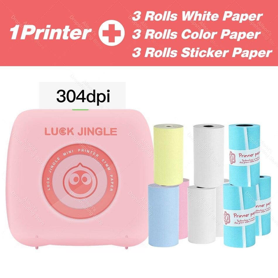 Pocket Photo Printer 304Dpi Draagbare Bluetooth Printers Foto Thermische Draadloze Printer Werk Op Android Ios Telefoon Printer: PK add 9 Rolls
