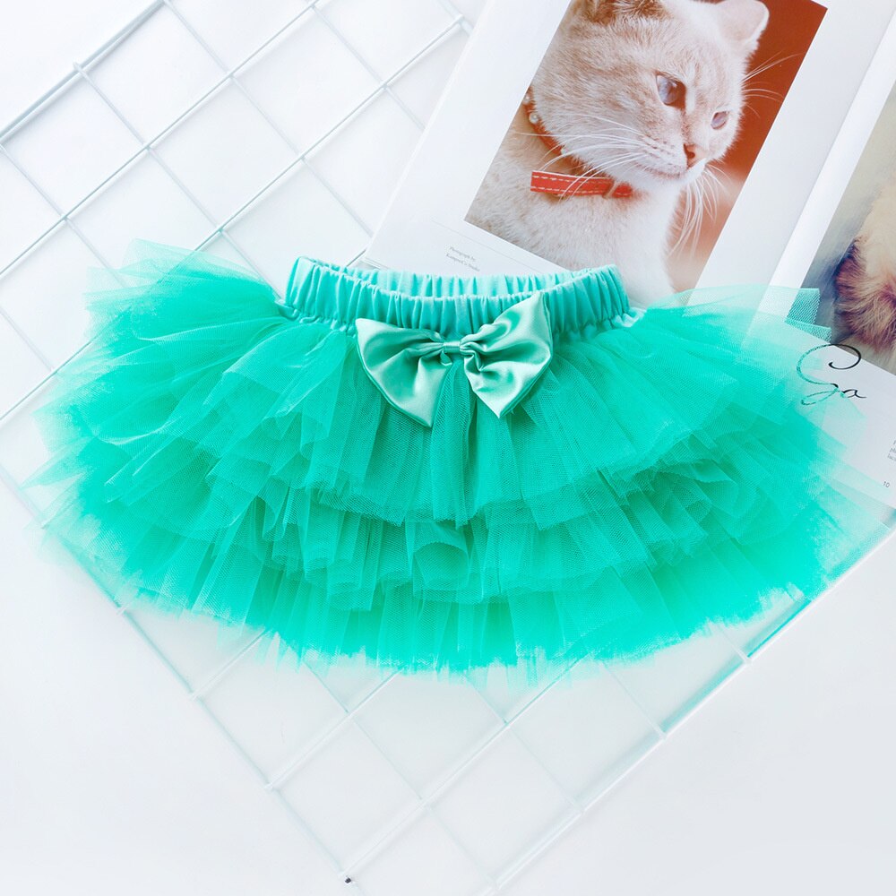 Gonna Tutu per ragazze di moda tinta unita fiocco soffici strati di torta gonne da balletto principessa matrimonio per bambini festa di compleanno gonne da ballo regalo: green