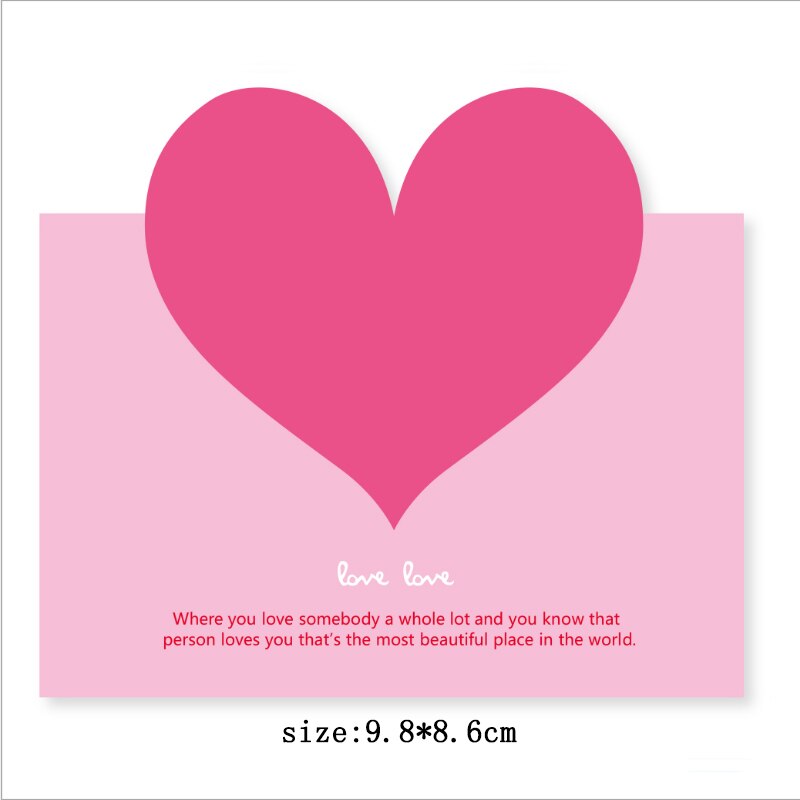 100pcs/pack Big love color card greeting card Valentine's day wedding invitation card heart cardchrismas: D