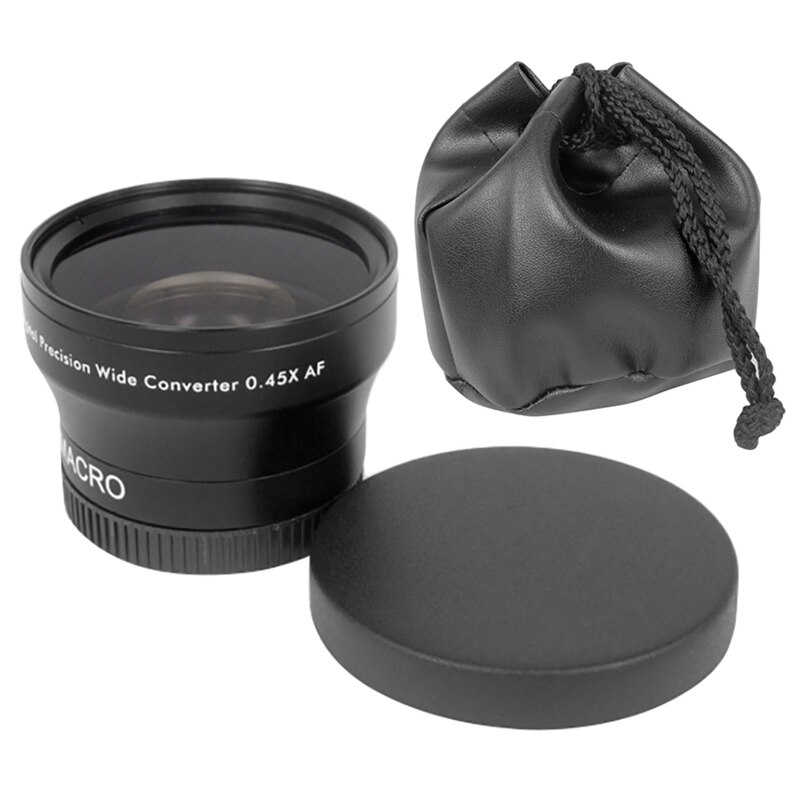 Newyi substituição da lente digital 37mm 0.45x grande angular + lente de conversão macro para filmadoras 37 0.45 preto