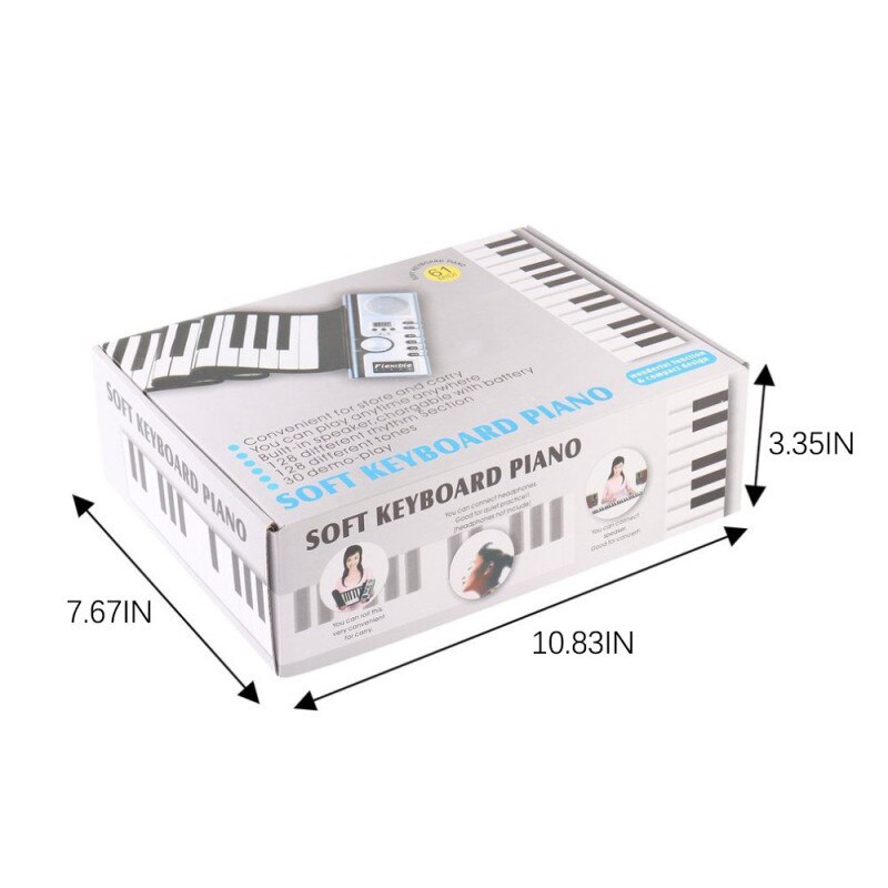 Portable 61 Key Roll-Up Piano USB MIDI Keyboard Auto Conctroller Hand Electronic Piano Children Beginning Training Roll-Up Piano