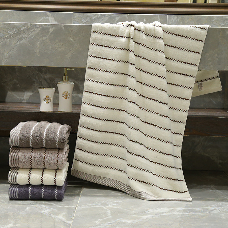 Bath Towel for Adults Cotton Thickened 70x140cm Stripes Absorbent Soft Bathroom Towel Set Face Hand Towels Home Hotel Quick Dry