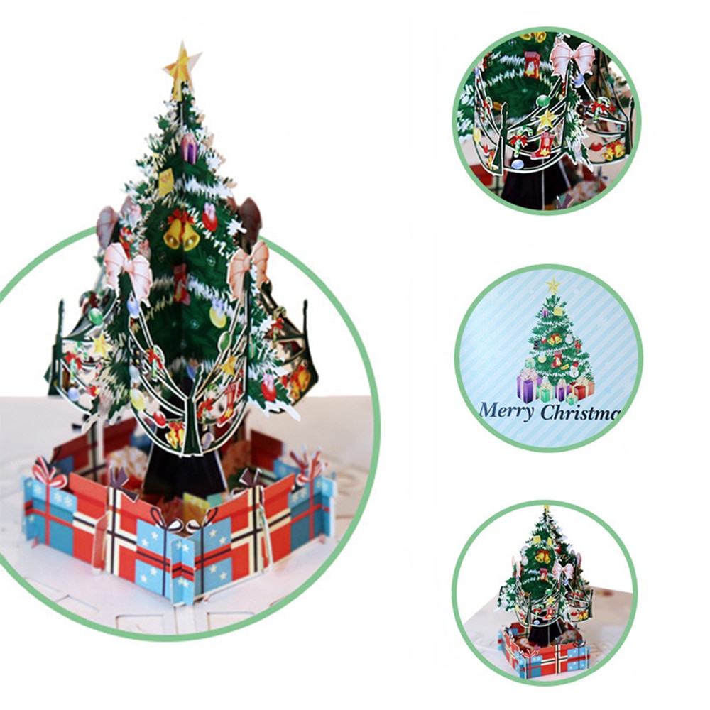 Color Print Three-Dimensional Christmas Tree 3D Greeting Card Christmas Three-Dimensional Handmade Card Year Blessing