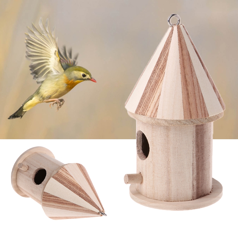 Wooden Nesting Nest Box Bird Cage House Small Birds Blue Tit Wren