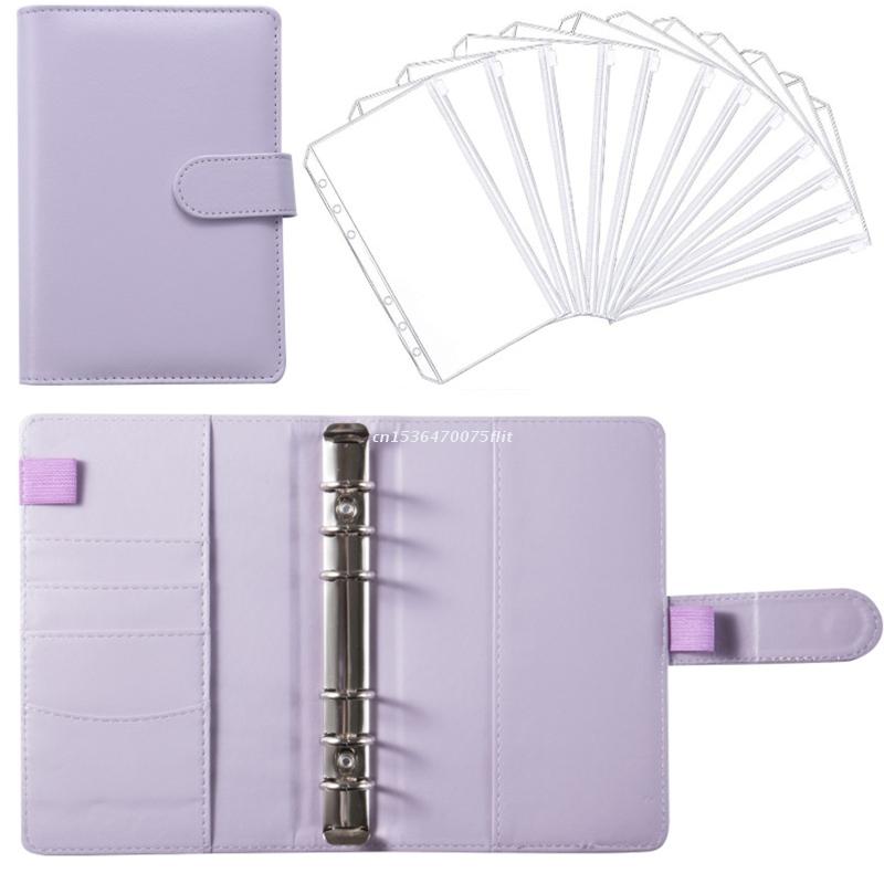 Portable Binder Planner Set with Binder Budget Envelopes Hidden Card Slots 6-ring Notepad Binder Journal for Adult D5QC: Makaron Purple