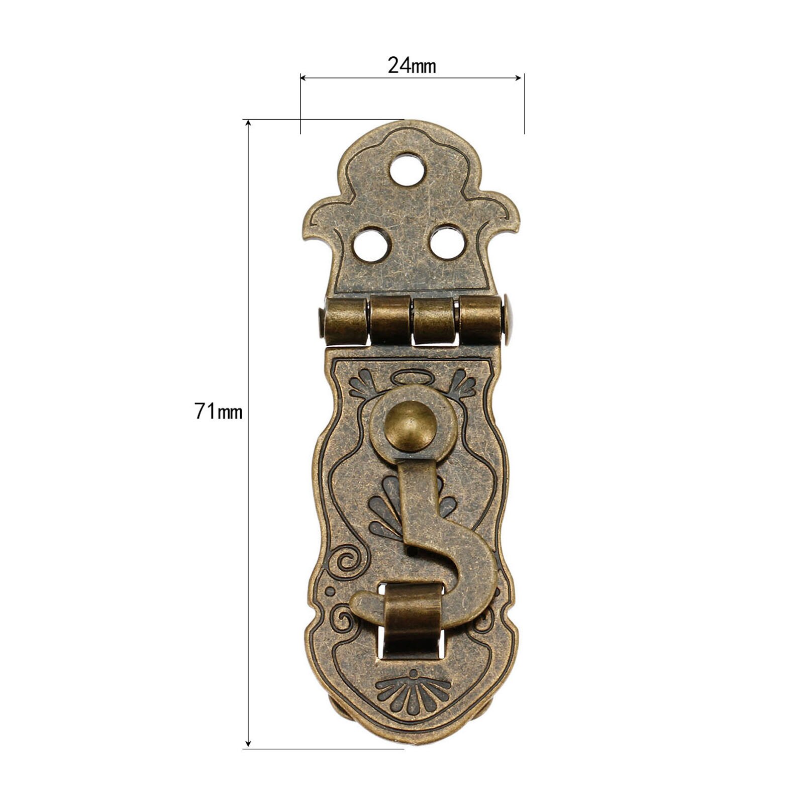 1Pc Antieke Bronzen Houten Doos Toggle Lock Box Gespen Klink Sluiting Patroon Gesneden Bloem Boek Lock Tone 71x24mm