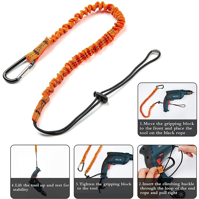 Tool Lanyard,3 Pcs Safety Lanyard With Carabiner,Shock Absorbing Safety Lanyard Adjustable Safety Lanyard For Work Tools
