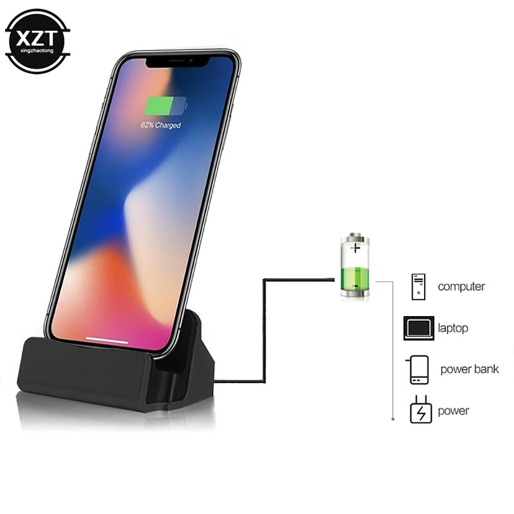 2-in-1 USB Kabel Daten Telefon Ladegerät Dock Stehen Station Lade Für iPhone X XS Max XR 6 6S 7 8 Plus 5 SE Docking Desktop Cradle