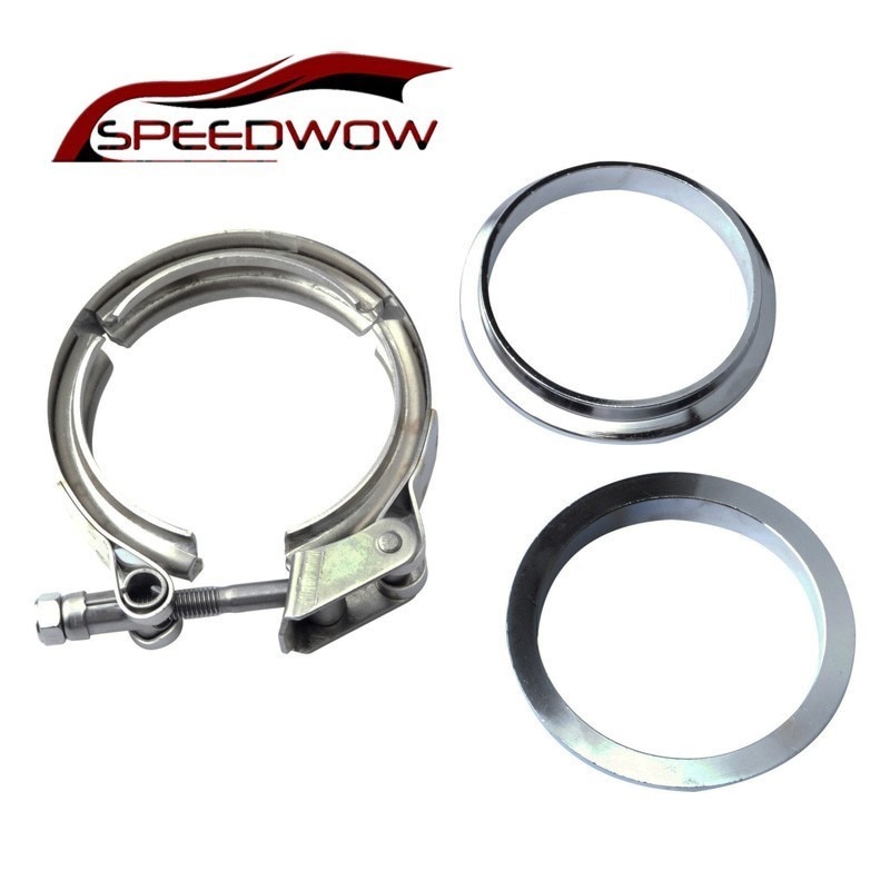 SPEEDWOW Universal 2.5 Inch Stainless Steel V-Band Clamp Flange Flat Kit Turbo Exhaust Flange For Exhaust Turbo Pipe Car Part