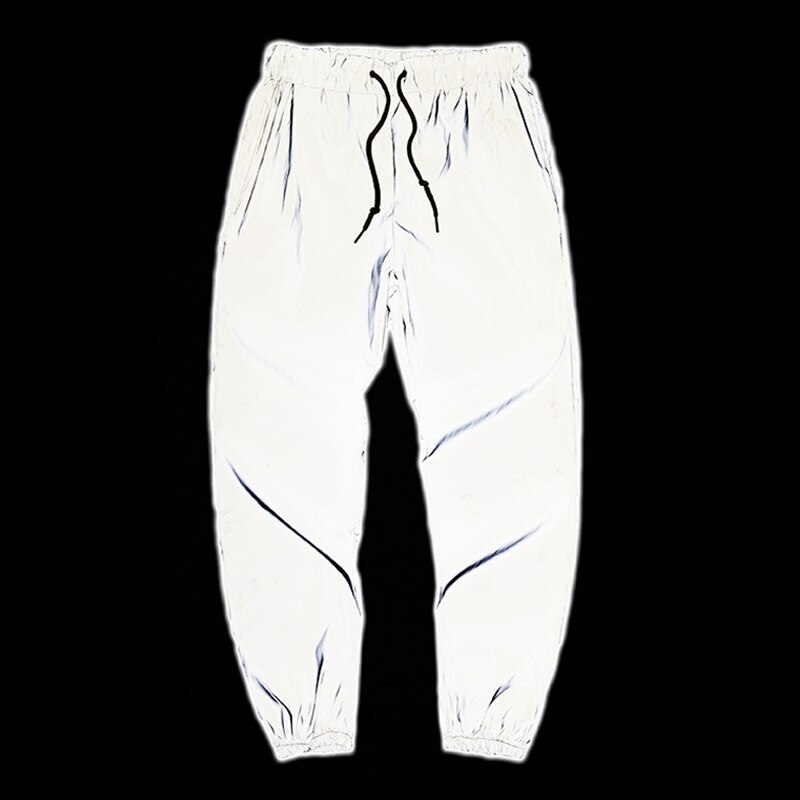 Streetwear de hombres pantalones reflectantes de los nuevos hombres de la calle cordón pantalones de Hip Hop Harem pantalones bailarina