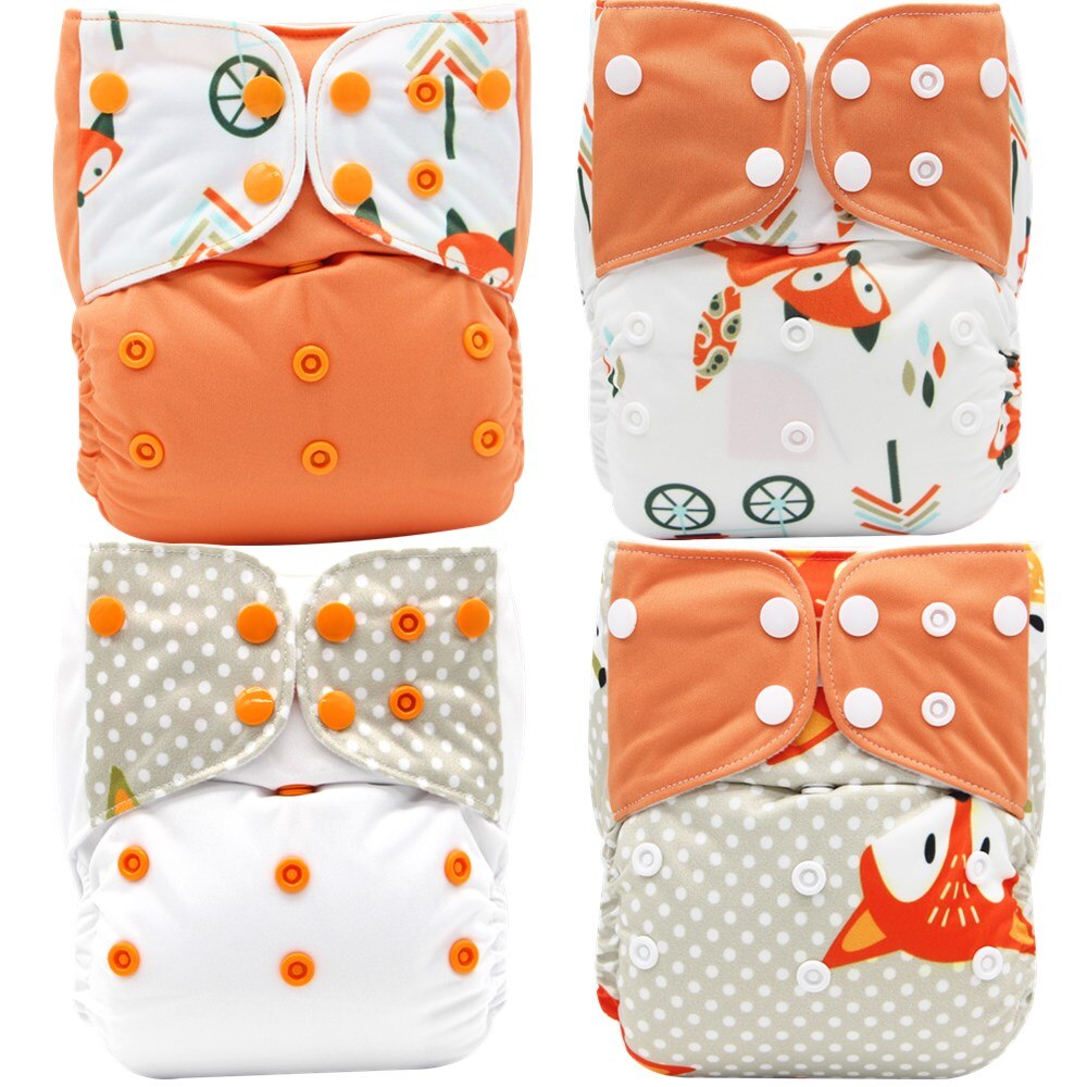 4pcs/pack Baby washable cloth diaper Reusable Nappy Cover Pocket dipers for baby products fralda ecologica couche lavable bebe: A