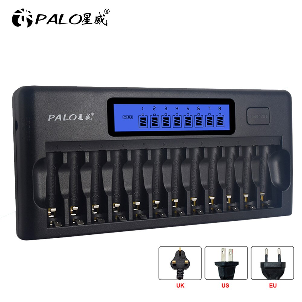 PALO 4-48 slots AA AAA battery charger smart fast chargers for 1.2V AA AAA 2A 3A ni-mh ni mh batteries: 12 slots NC30 / us