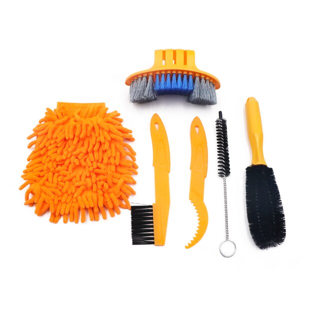 Bike Chain Cleaner Bicycle Clean Machine Brushes Road Cycling Cleaning Brush Kit Maintenance Tools Set For Outdoor Mountain MTB: 6 PCS