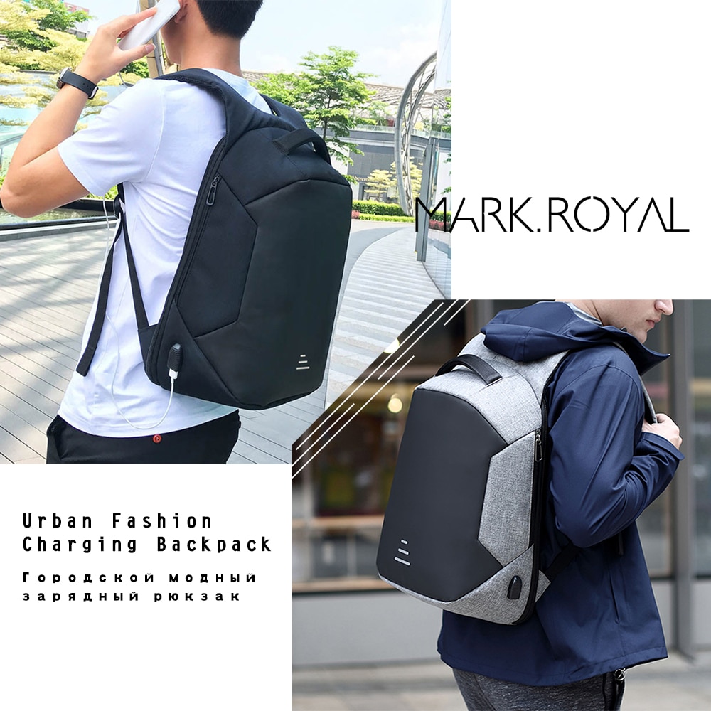 MARKROYAL Anti-theft Men Backpack For 15.6 Inch Laptop External USB School Rucksack Bag Large Capacity Urban Waterproof Mochila