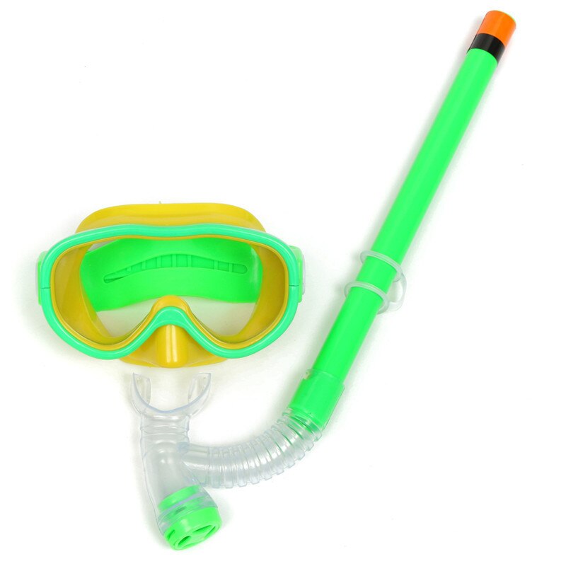 Unisex børn dykning maske snorkel sæt svømning scuba halvtør rør snorkling åndedrætsmaske anti tåge svømme briller til børn: Grøn