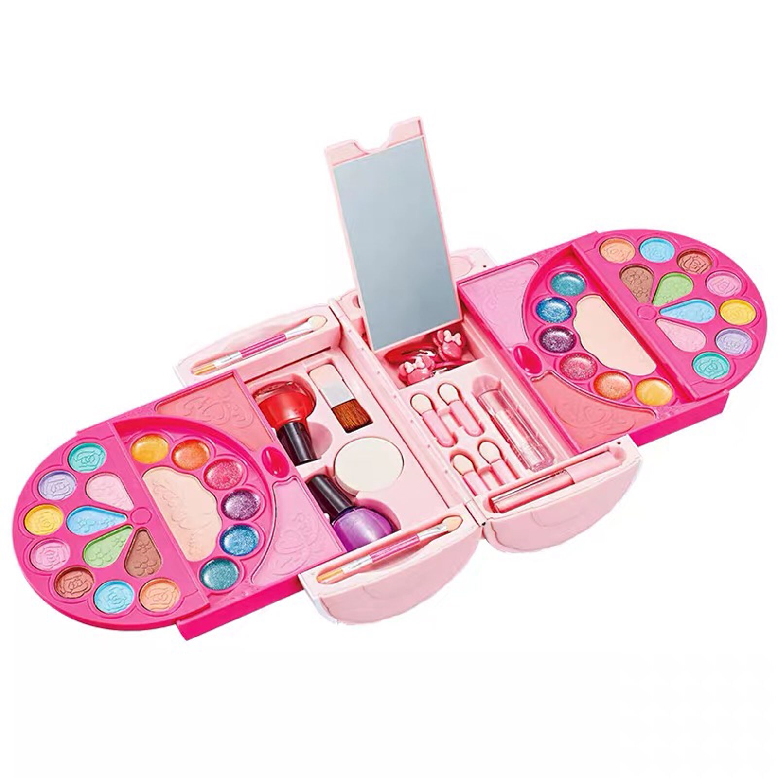 Meninas compõem conjunto de brinquedos fingir jogar princesa rosa maquiagem beleza segurança não-tóxico kit brinquedos para meninas vestir brinquedos cosméticos: C