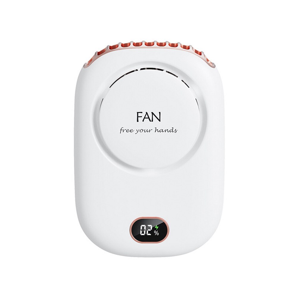 Mini Portable Neck Fan USB Rechargeable Bladeless Fan Ventilador Hanging Handheld Silent Digital Display Electric Cooling Fans: White