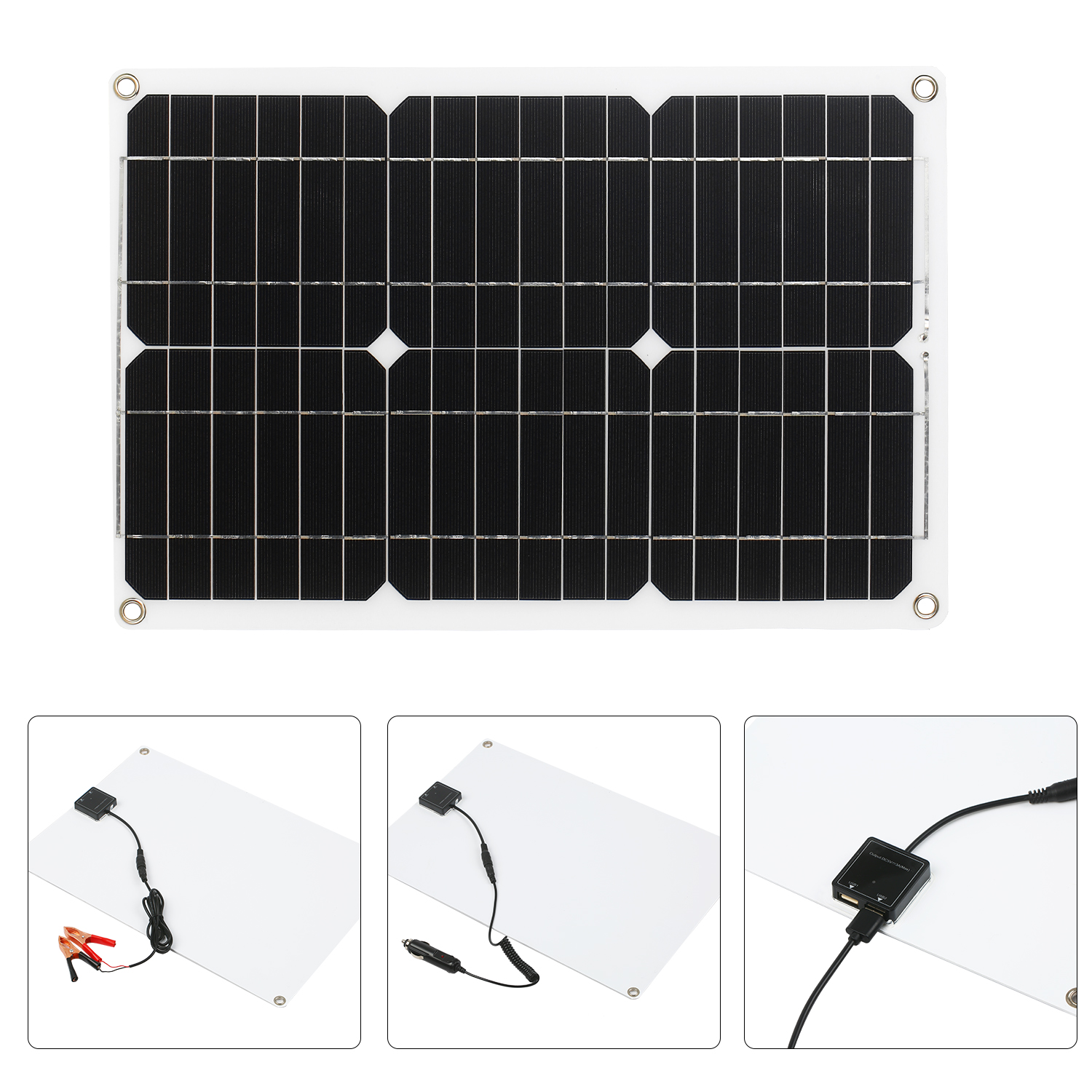 12V Protable Solar Panel Charger Set 180W 1/2 USB Port with 20A LCD Display Solar Charge Controller Emergency Generator