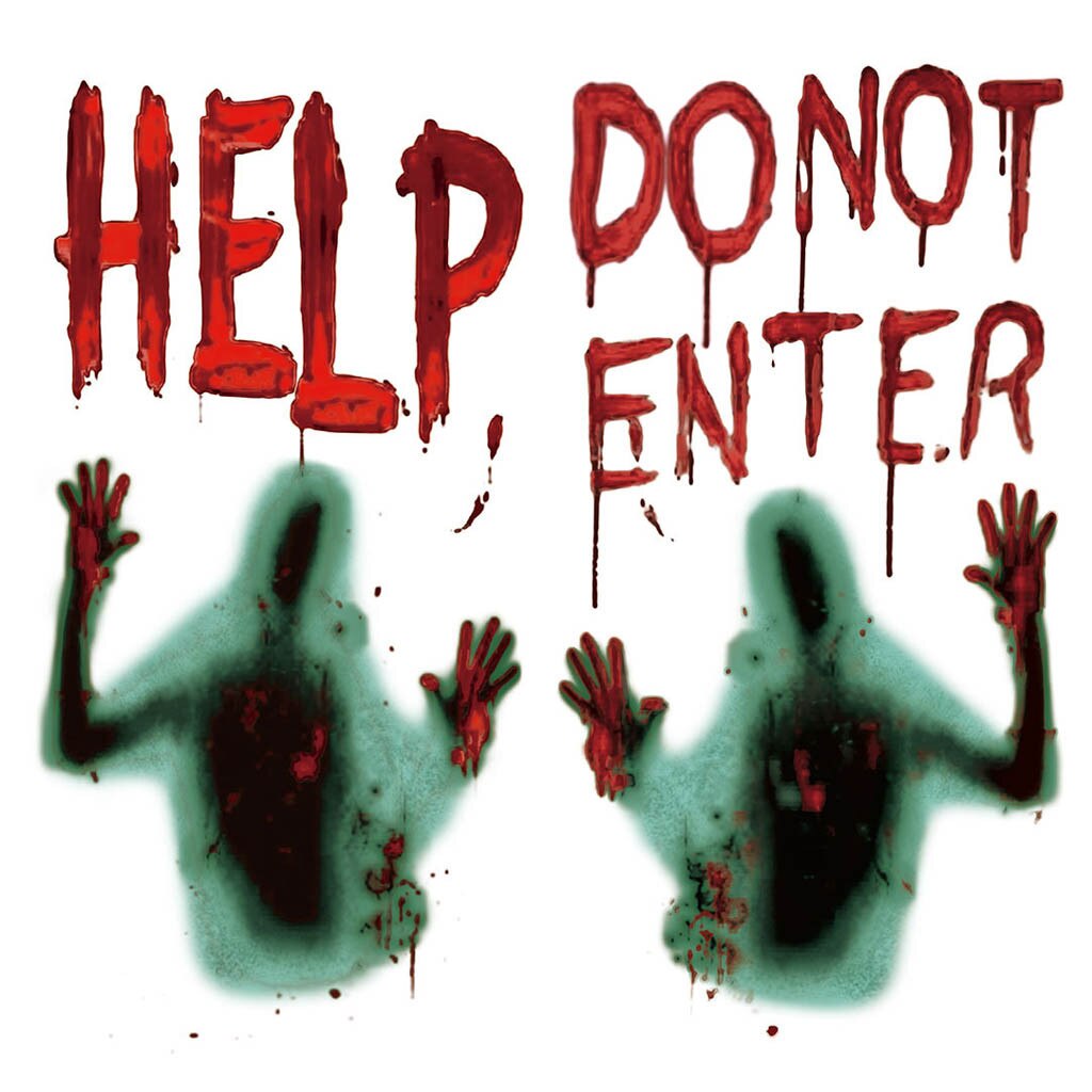 2PCS Halloween Masquerade Party Haunted Houses Decoration Window Poster “HELP DO NOT ENTER” Letter Terror Wall Stickers F99: Default Title