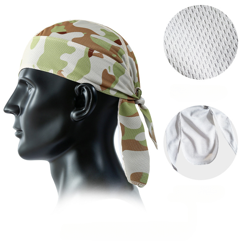 Unisex Quick Dry Camo Cycling Cap Head Scarf Men Running Riding Bandana Headscarf Camo Printing Cap Headband Men Head Scarf: Ivory