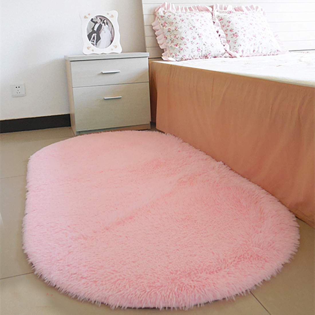 40*60cm antislip, pluizige shaggy vloerkleden voor in huis, kamer, tapijt, vloermatten, slaapkamer, badkamer, deurmatten, shag tapijten: Roze
