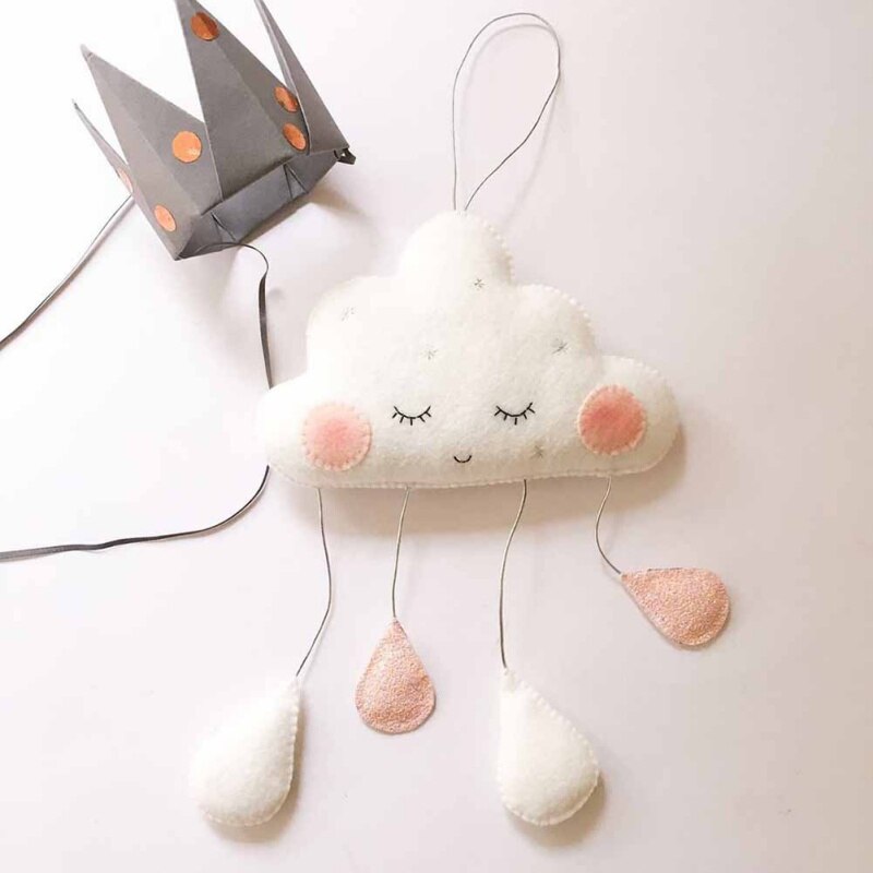 Nórdico fieltro nube gotas de lluvia guirnalda bebé habitación decoración de la pared carpas decoración nubes sonrisas accesorios de fotografía de navidad: 3