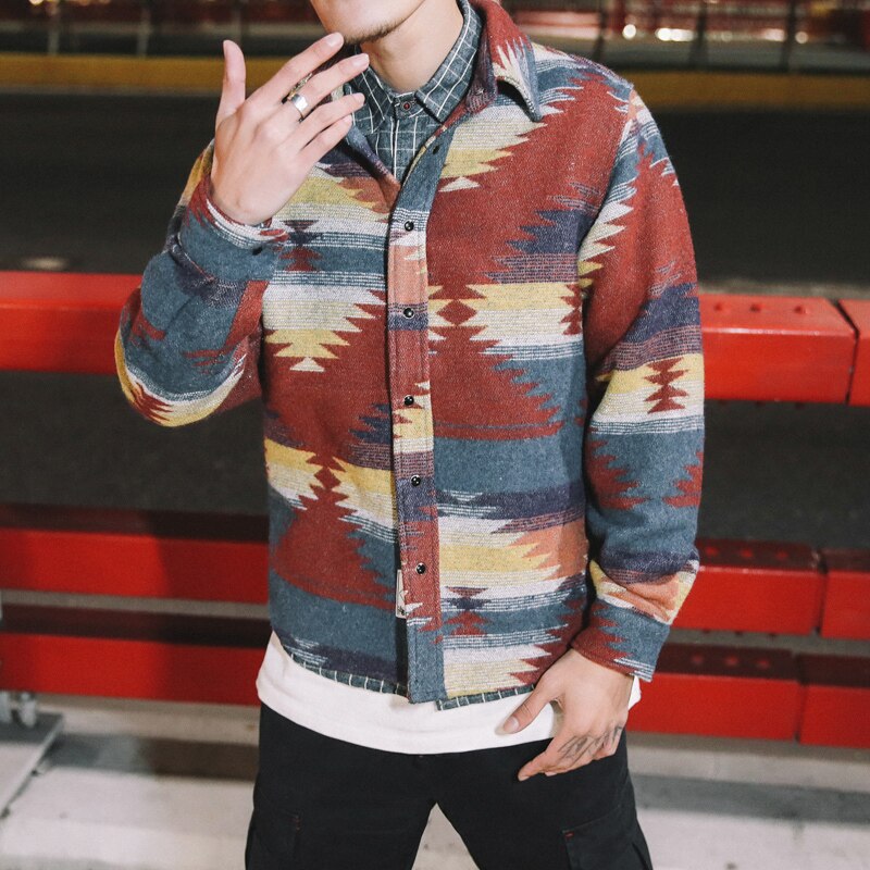 Dikke overhemden voor heren vintage wollen vrijetijdskleding casual overhemd heren plus size streetwear chemise homme flanel